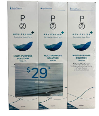 P2 Revitalise+ 软性隐形眼镜专用多用途护理液(含透明质酸) (三件装)